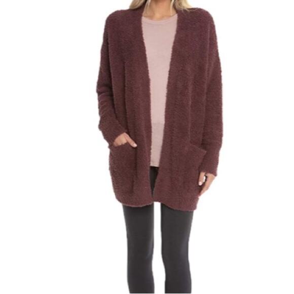 Barefoot Dreams CozyChic So-Cal Long Sleeve Pocket Cardigan in Redwood‎ Size S/M - Picture 1 of 9